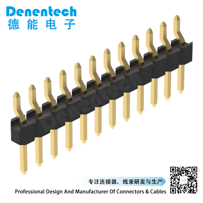 Denentech  2.0mm pin header single row smt right angle with peg 2mm male header conector, smt type 